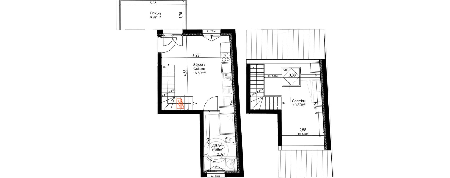 Appartement T2 de 34,57 m2 &agrave; &Eacute;taples Centre