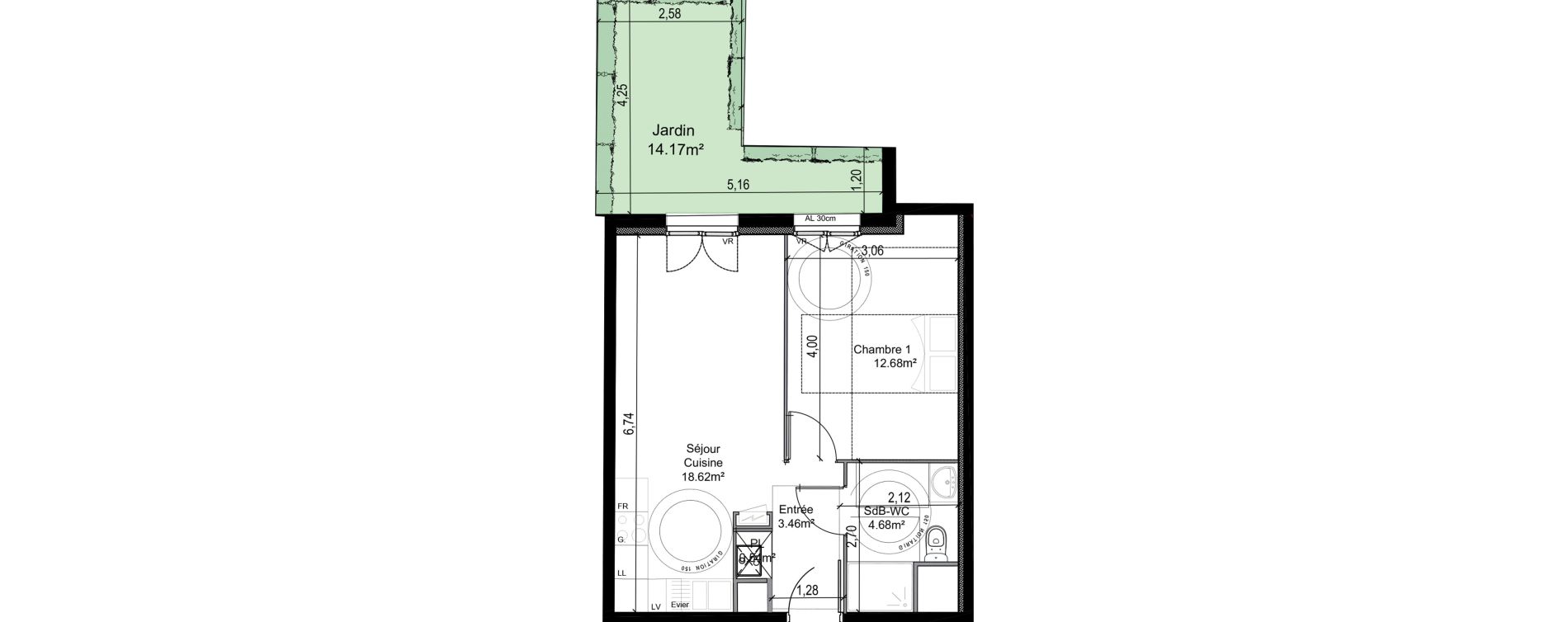 Appartement T2 de 39,98 m2 &agrave; &Eacute;taples Centre
