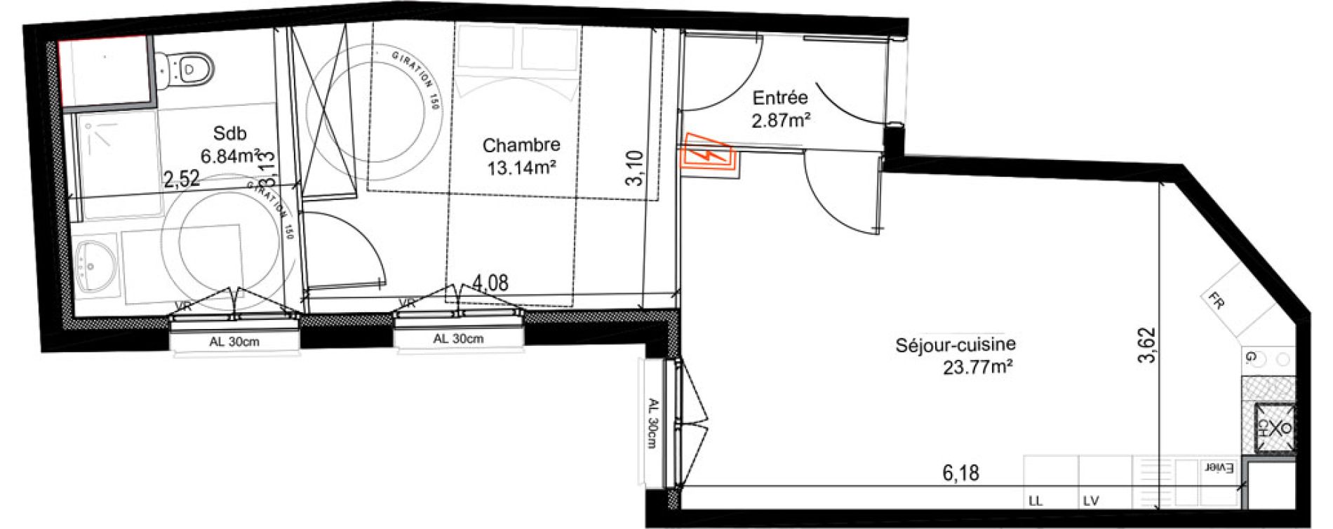 Appartement T2 de 46,62 m2 &agrave; &Eacute;taples Centre