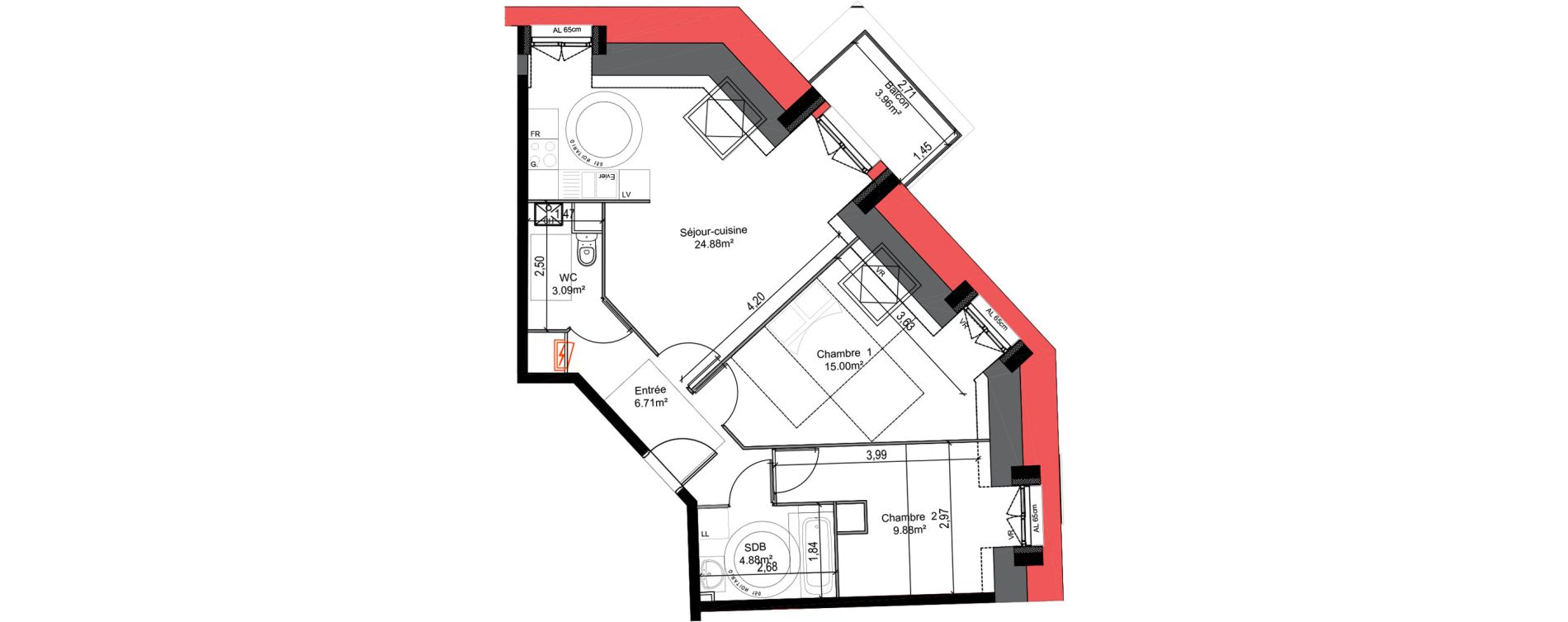 Appartement T3 de 64,44 m2 &agrave; &Eacute;taples Centre