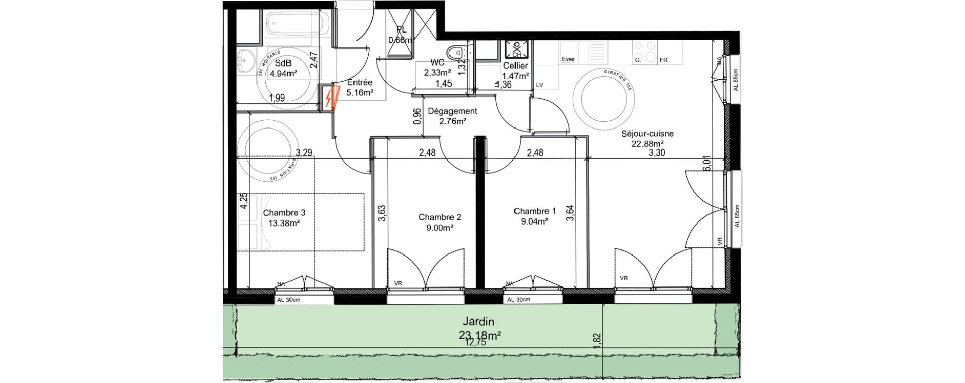 Appartement T4 de 71,62 m2 &agrave; &Eacute;taples Centre