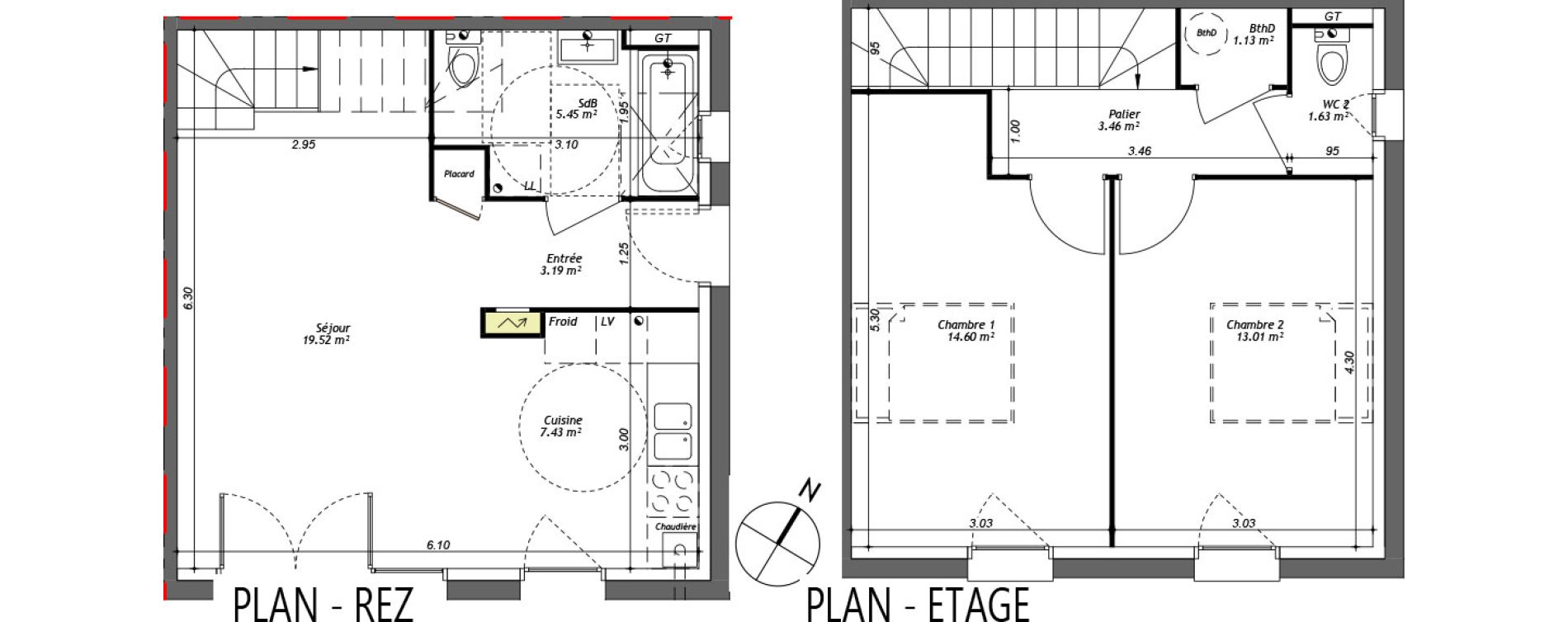Duplex T3 de 69,42 m2 &agrave; Fampoux Centre