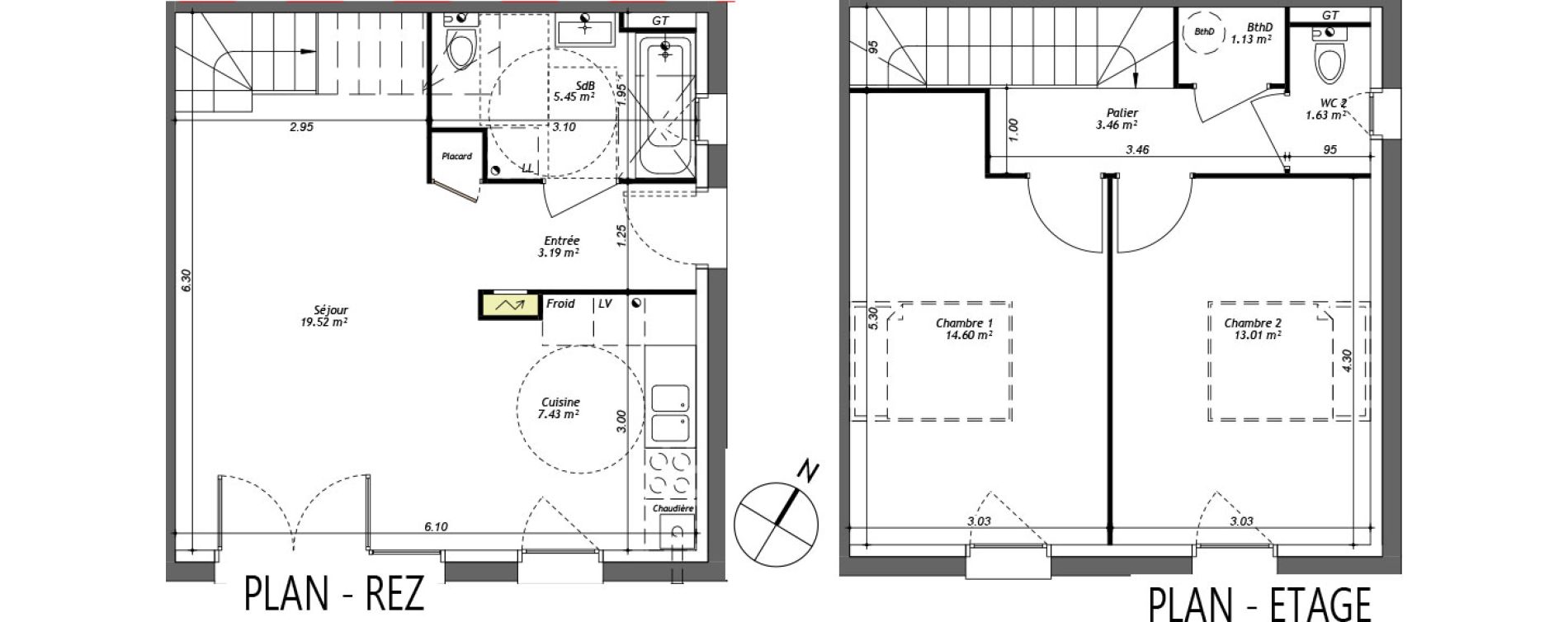 Duplex T3 de 69,42 m2 &agrave; Fampoux Centre