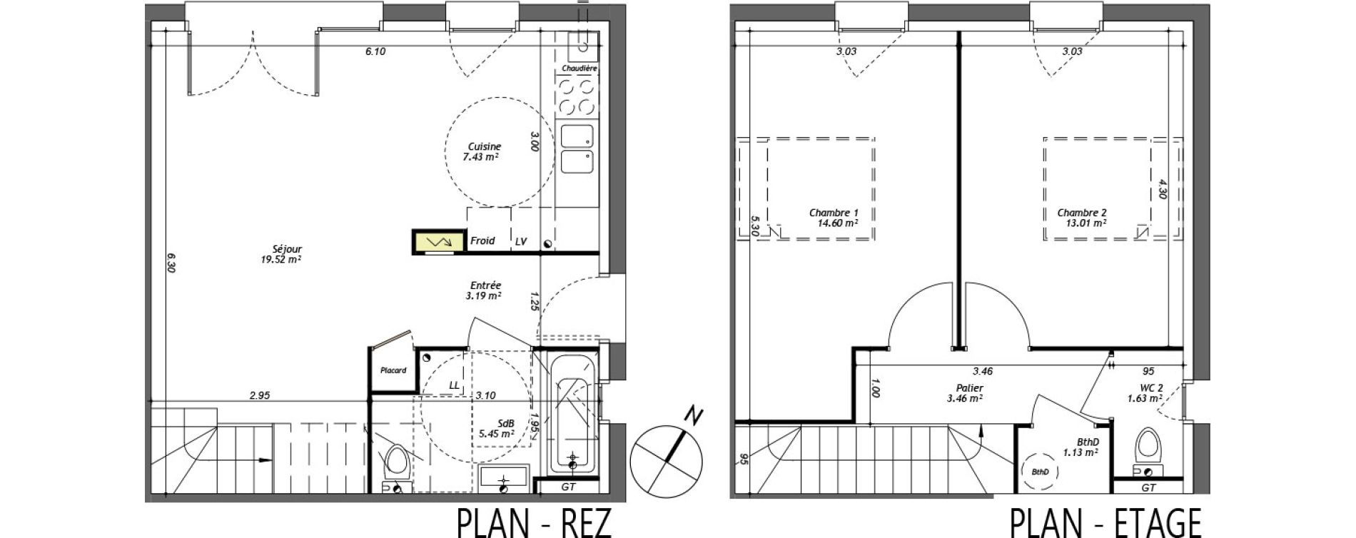 Duplex T3 de 69,42 m2 &agrave; Fampoux Centre