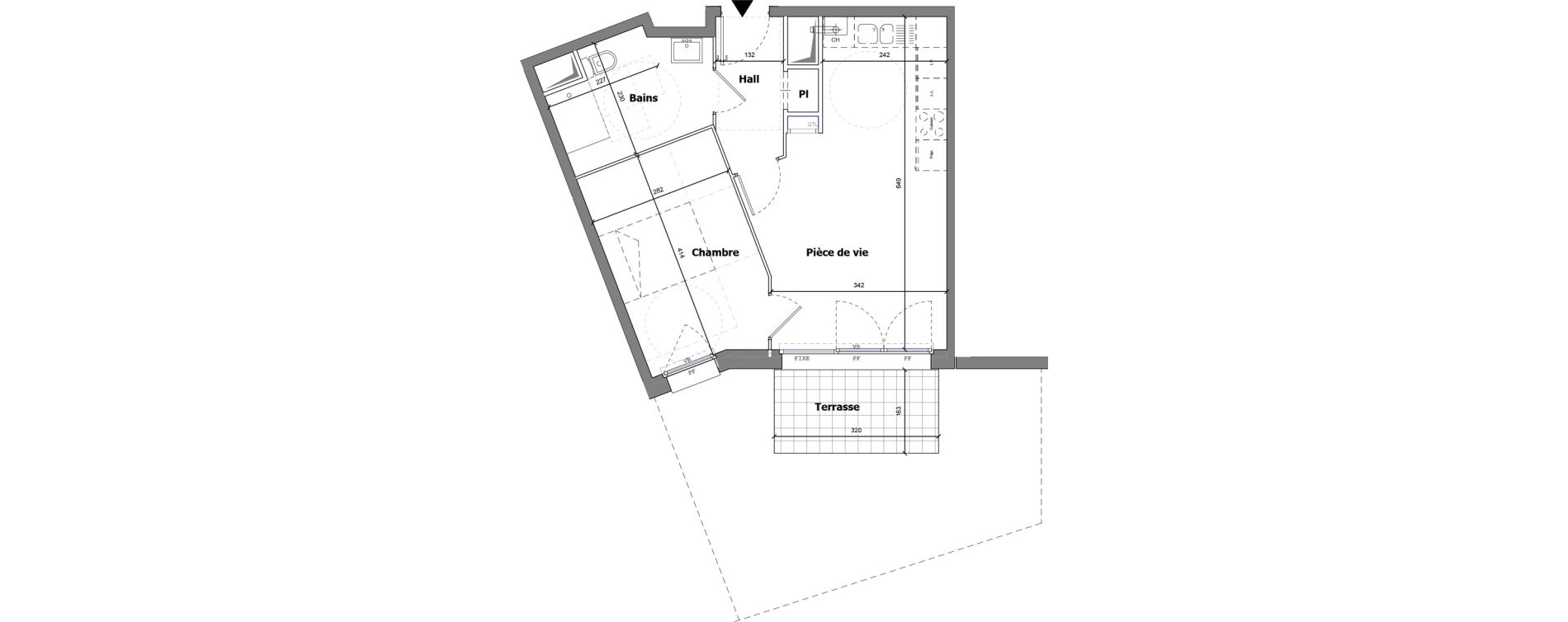 Appartement T2 de 42,80 m2 &agrave; Fleurbaix Centre