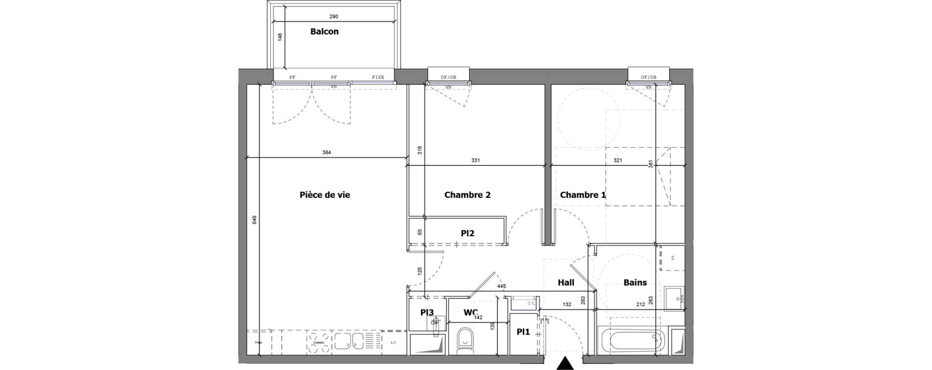 Appartement T3 de 65,31 m2 &agrave; Fleurbaix Centre