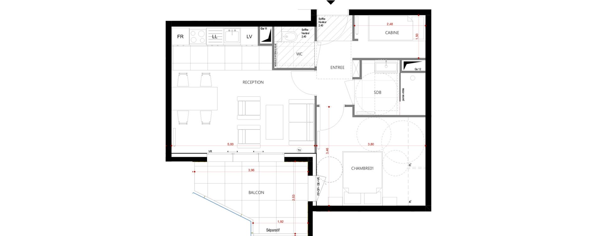 Appartement T2 de 45,54 m2 Touquet-Paris-Plage Centre