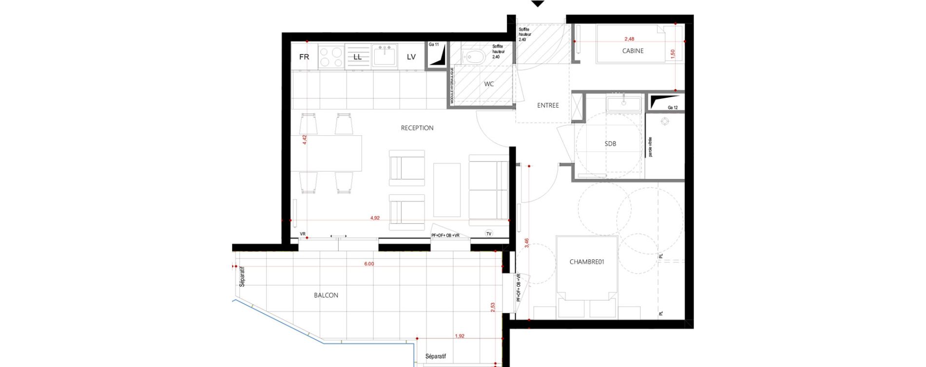 Appartement T2 de 45,54 m2 Touquet-Paris-Plage Centre