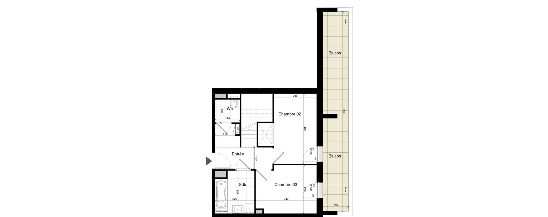 Duplex T4 de 91,56 m2 &agrave; Lens Centre