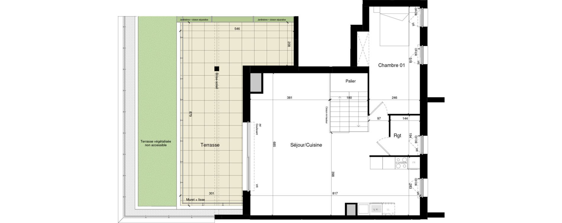 Duplex T4 de 91,56 m2 &agrave; Lens Centre