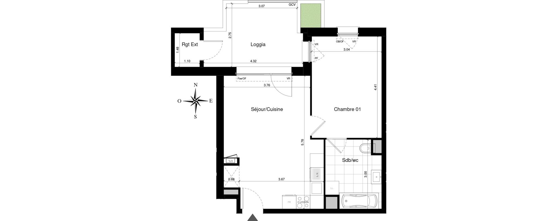 Appartement T2 de 42,75 m2 &agrave; Lens Centre