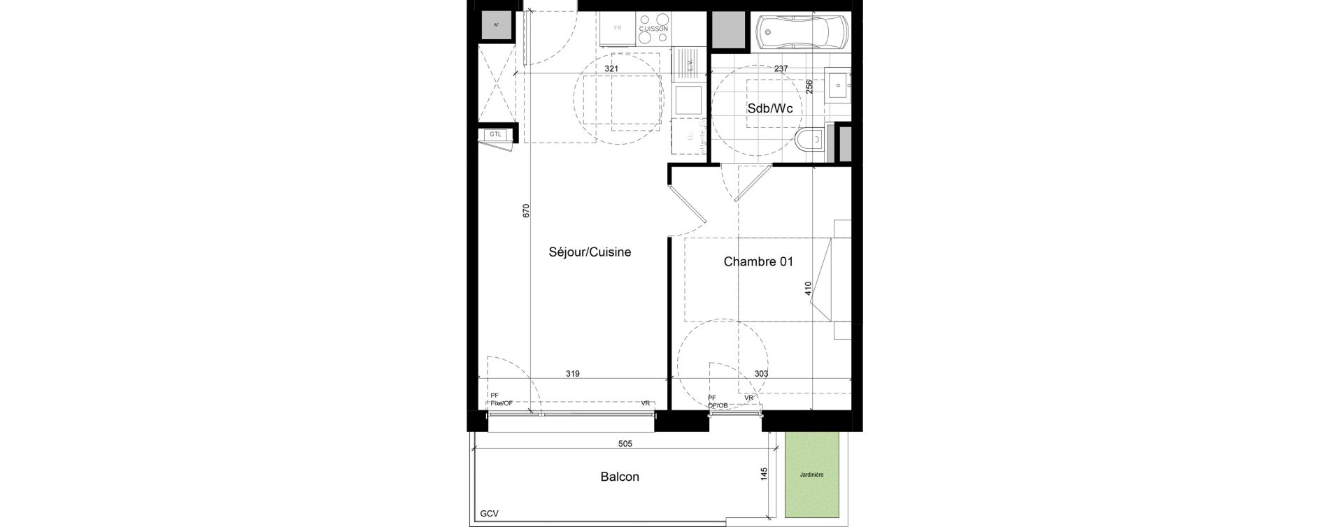 Appartement T2 de 40,16 m2 &agrave; Lens Centre