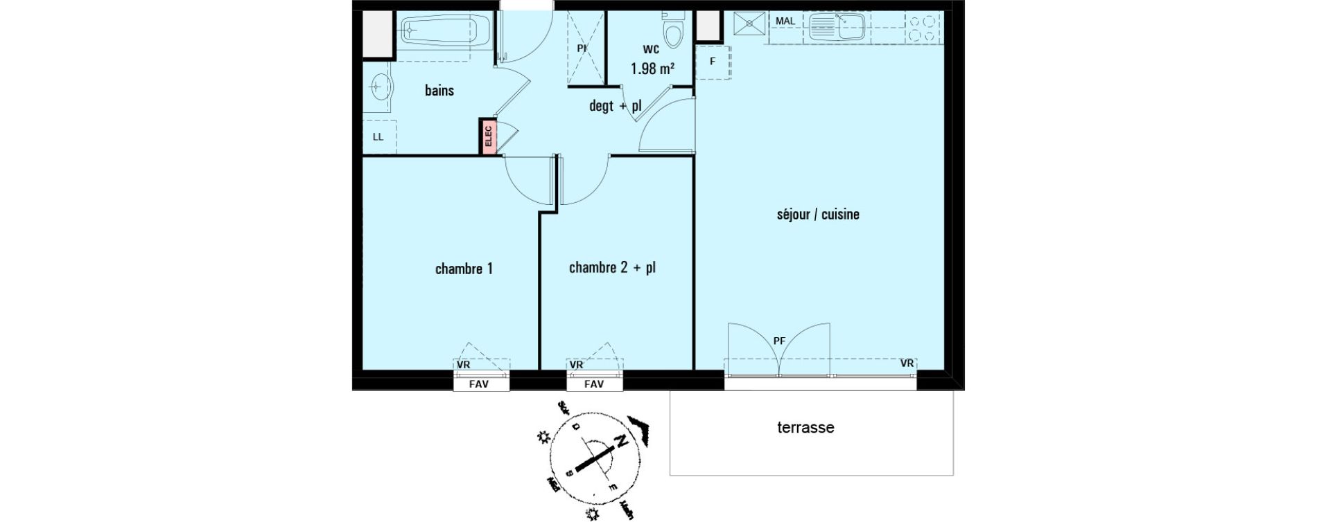 Appartement T3 de 62,93 m2 &agrave; Lens Montgr&eacute;