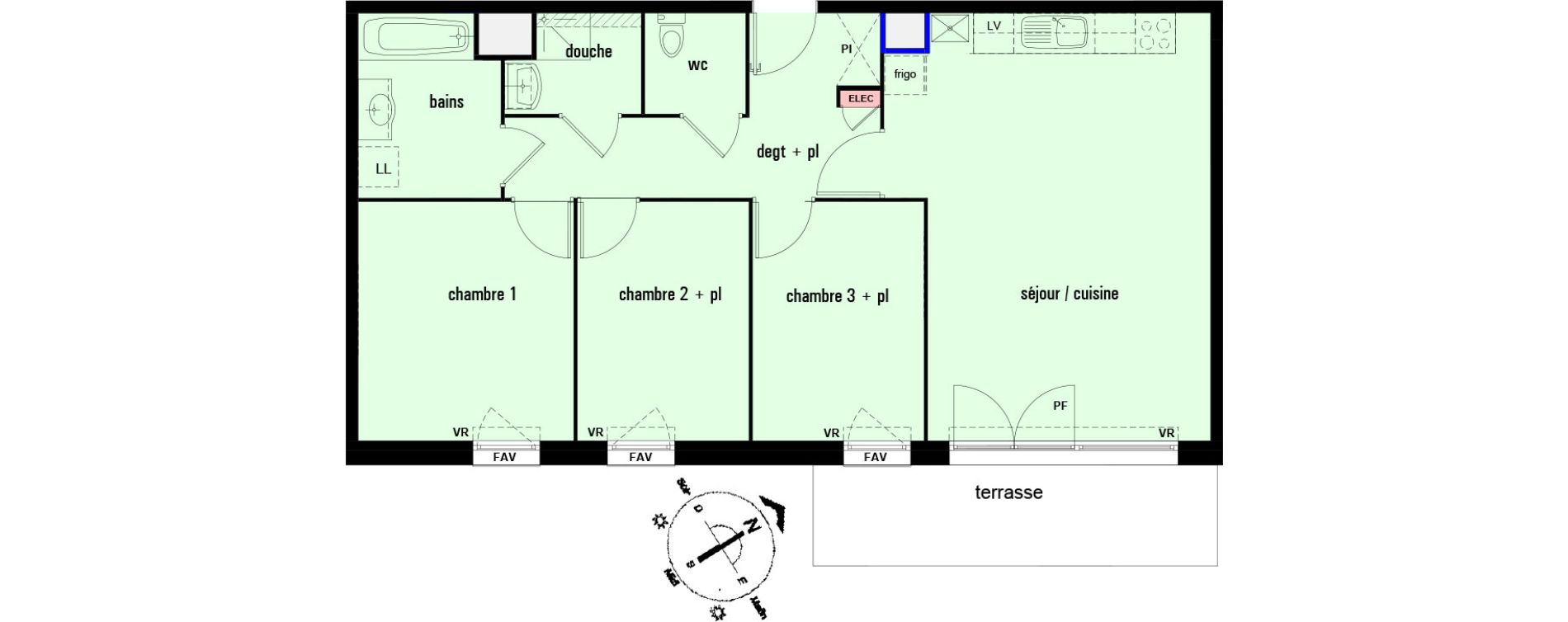 Appartement T4 de 77,32 m2 &agrave; Lens Montgr&eacute;