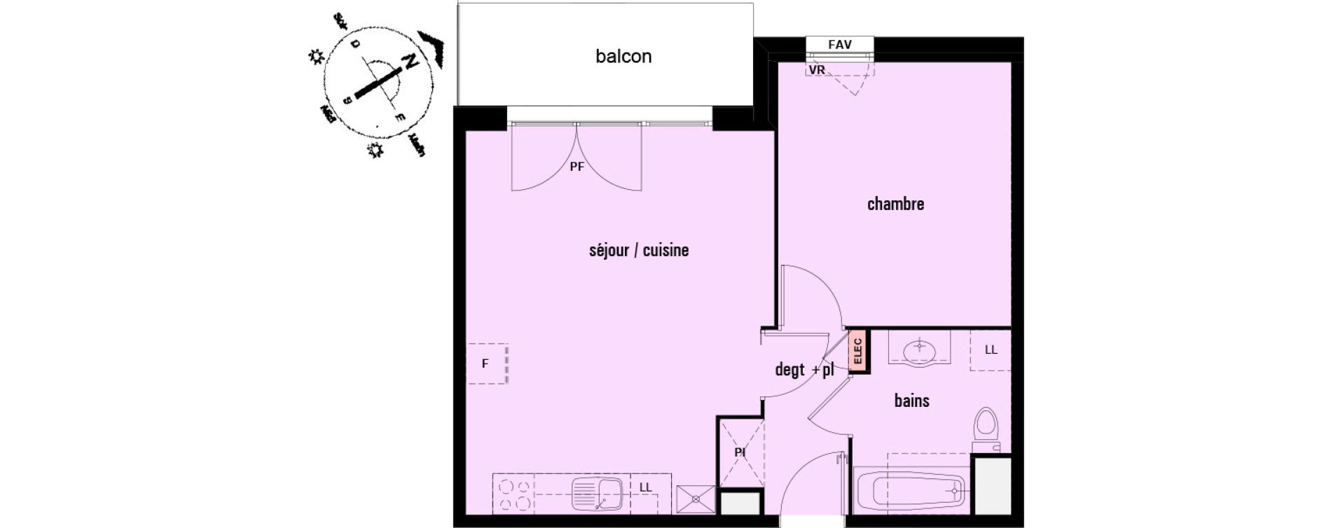Appartement T2 de 46,25 m2 &agrave; Lens Montgr&eacute;