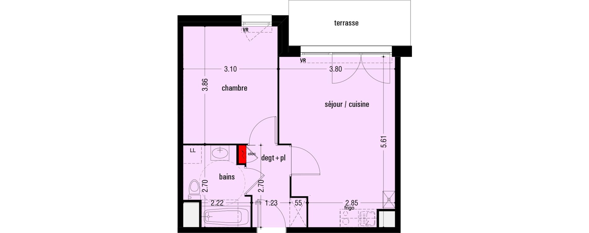 Appartement T2 de 40,38 m2 &agrave; Lens Montgr&eacute;