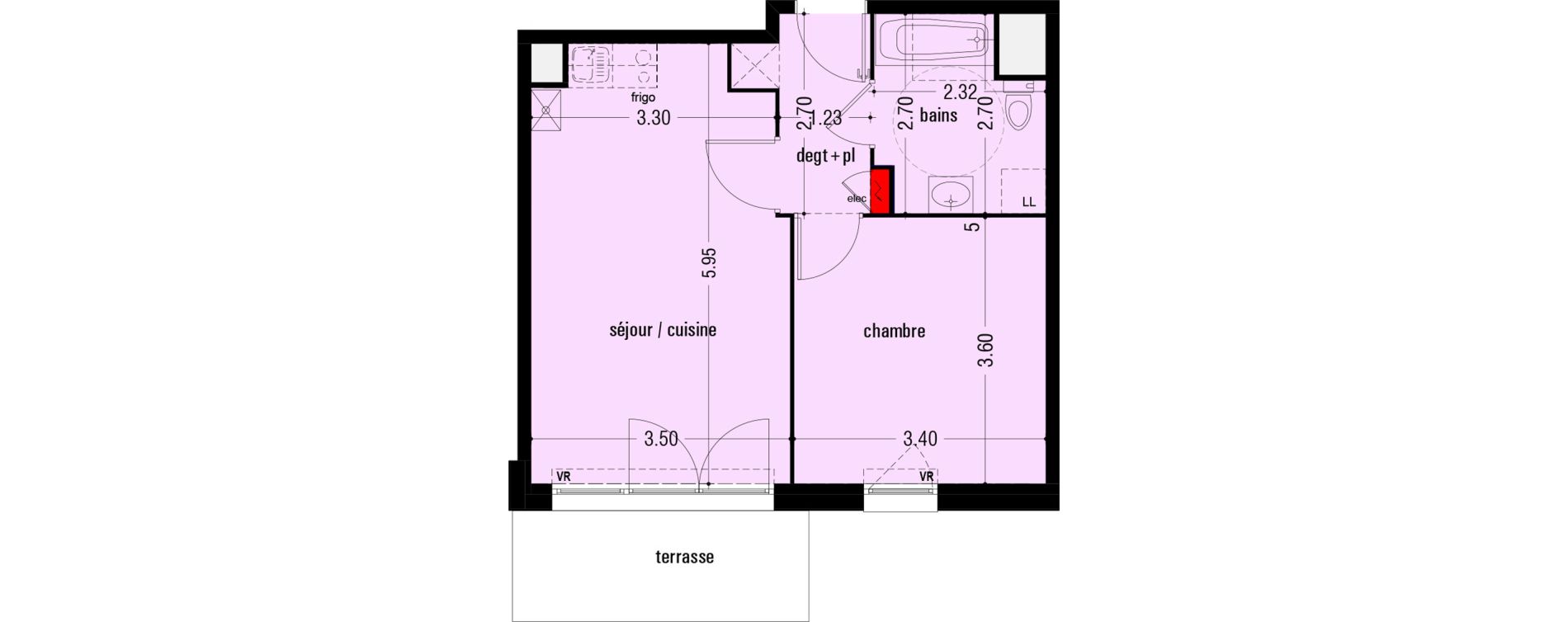 Appartement T2 de 41,03 m2 &agrave; Lens Montgr&eacute;