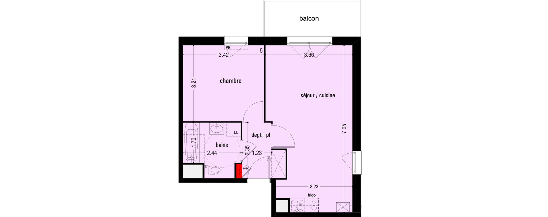 Plan Appartement T2 De 42 87 M² Neuf Résidence « Les Hauts De Montgré