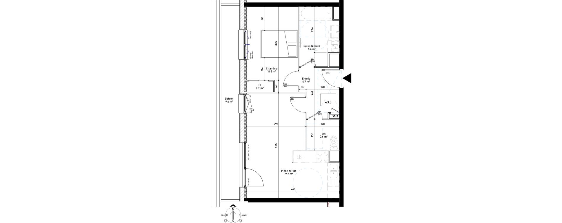 Appartement T2 de 43,80 m2 &agrave; Lens Centre