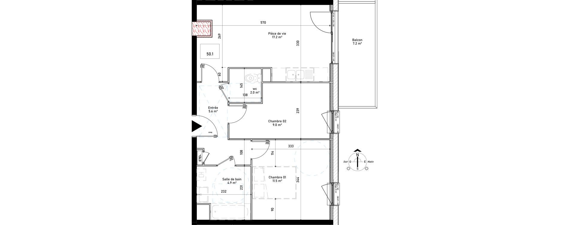 Appartement T3 de 50,10 m2 &agrave; Lens Centre