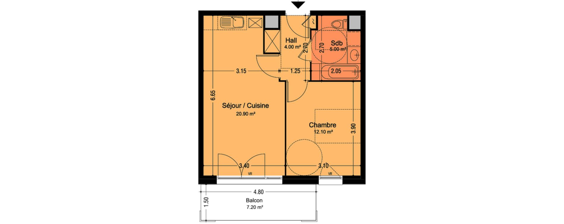 Appartement T2 de 42,00 m2 &agrave; Lens Montgr&eacute;