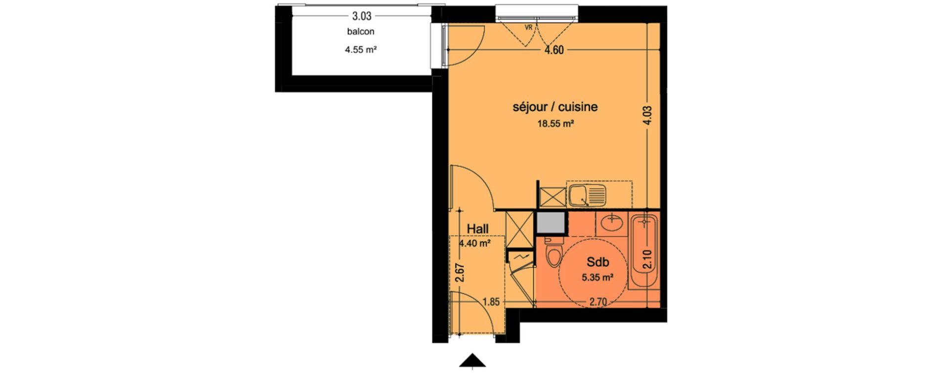 Appartement T1 de 28,30 m2 &agrave; Lens Montgr&eacute;