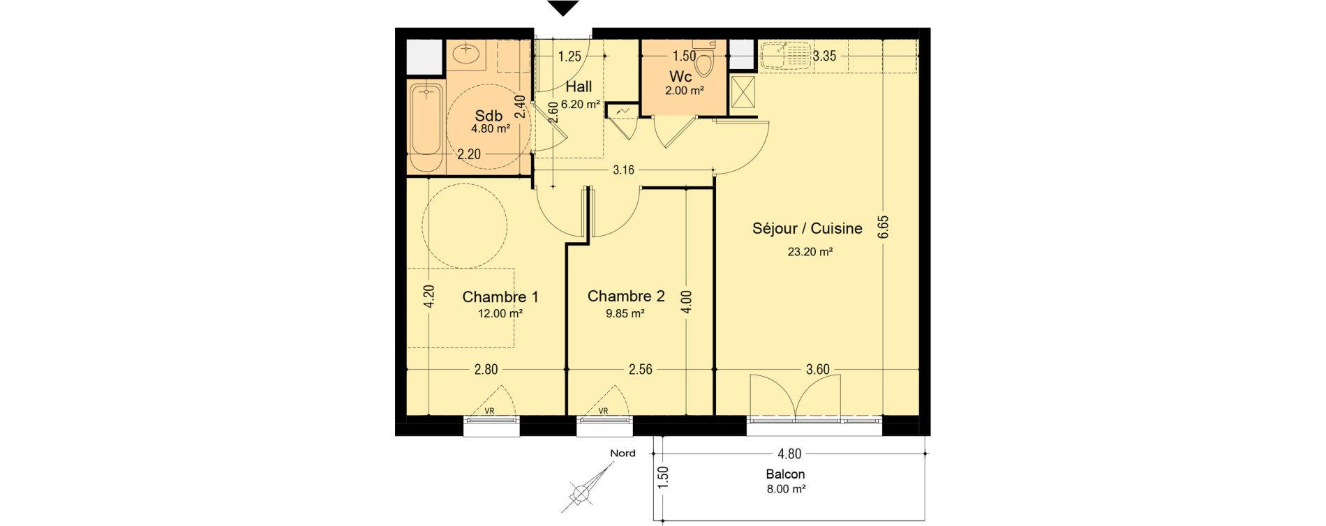 Appartement T3 de 58,15 m2 &agrave; Lens Montgr&eacute;