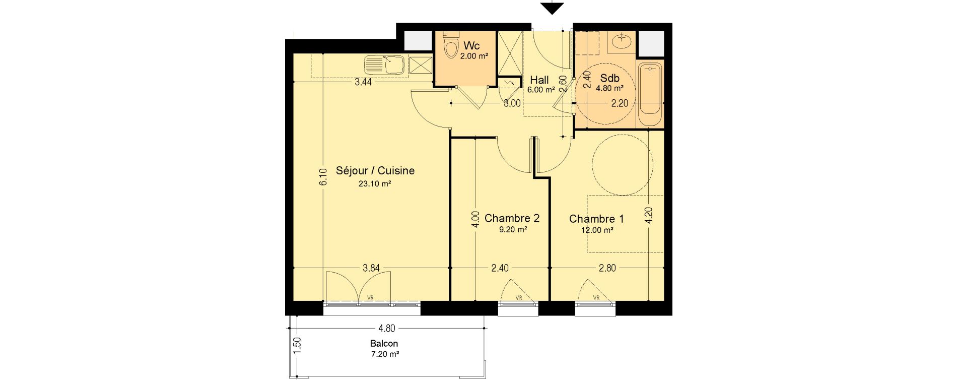 Appartement T3 de 57,10 m2 &agrave; Lens Montgr&eacute;