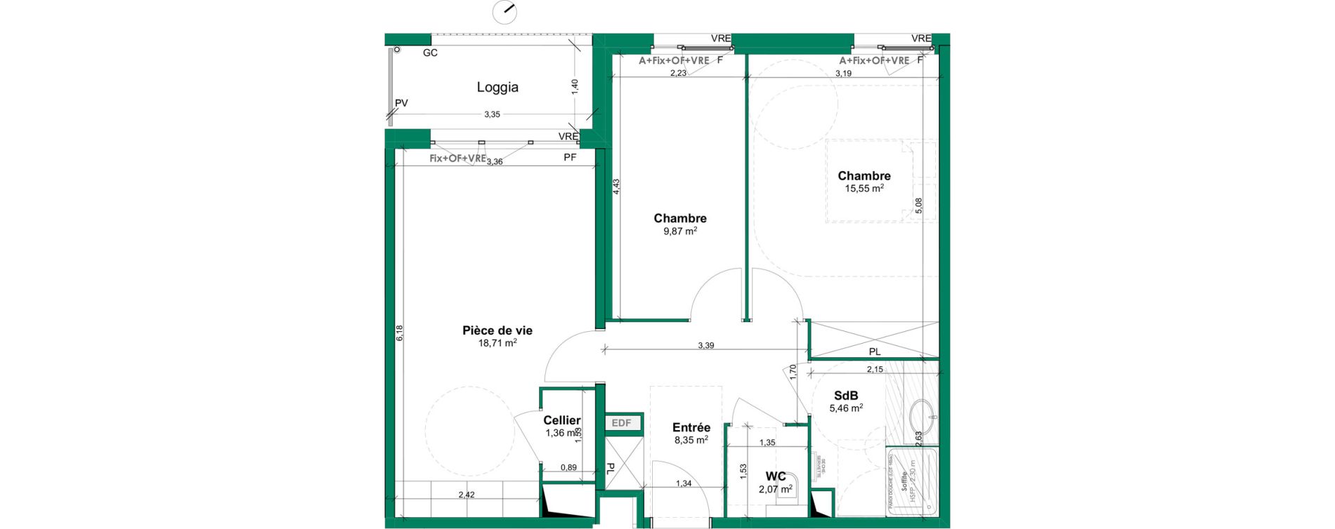 Appartement T3 meubl&eacute; de 61,37 m2 &agrave; Lens Centre