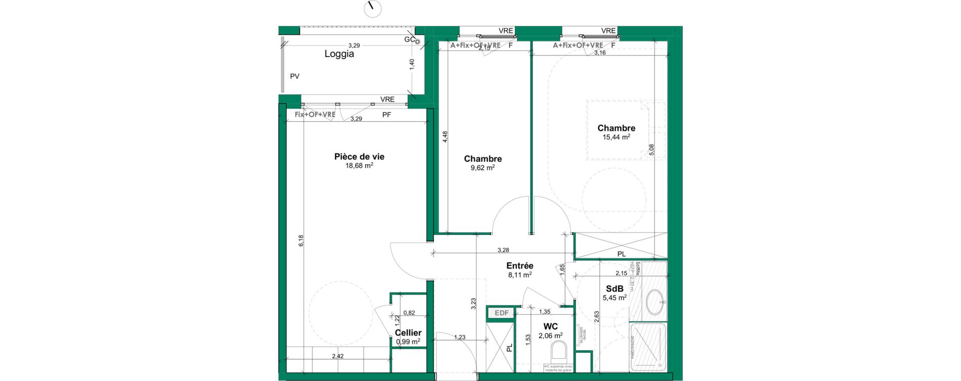 Appartement T3 meubl&eacute; de 60,35 m2 &agrave; Lens Centre