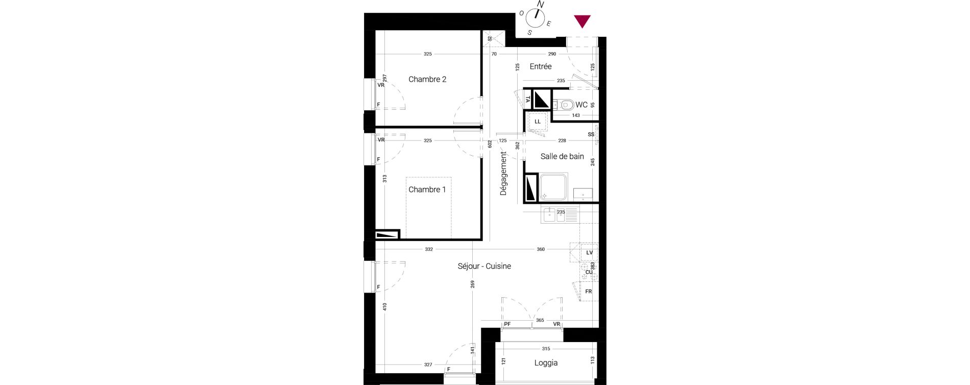 Appartement T3 de 63,90 m2 &agrave; Li&eacute;vin Centre