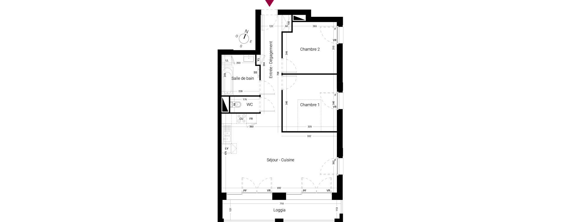 Appartement T3 de 64,90 m2 &agrave; Li&eacute;vin Centre