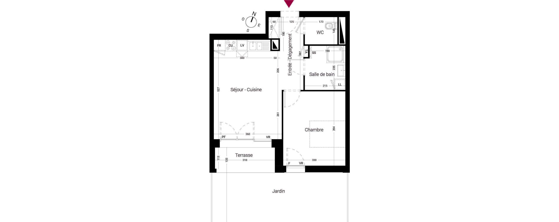 Appartement T2 de 44,55 m2 &agrave; Li&eacute;vin Centre