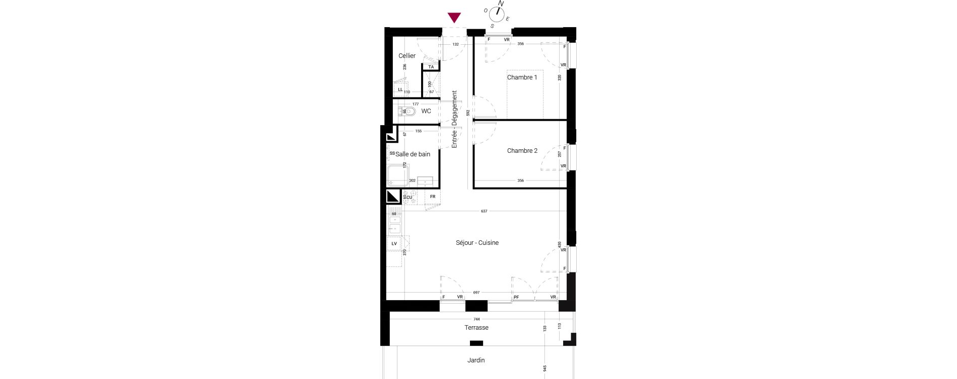 Appartement T3 de 67,80 m2 &agrave; Li&eacute;vin Centre