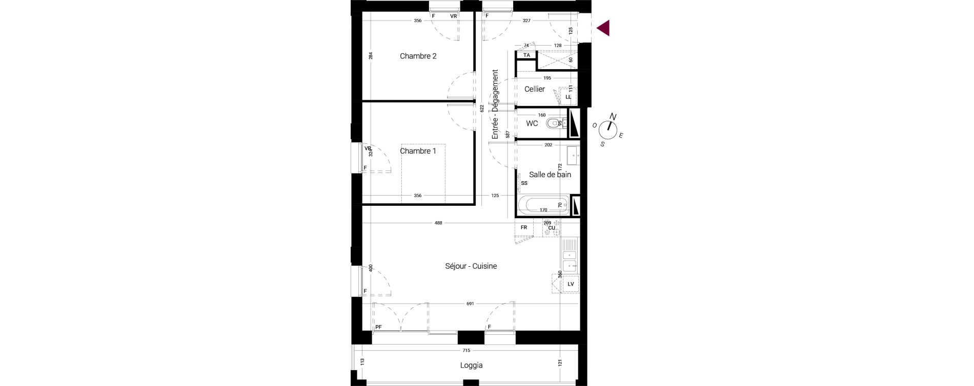 Appartement T3 de 68,30 m2 &agrave; Li&eacute;vin Centre