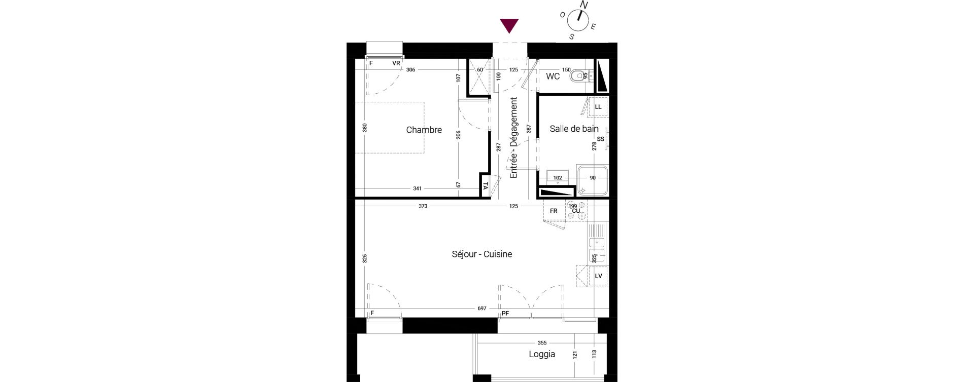 Appartement T2 de 47,65 m2 &agrave; Li&eacute;vin Centre