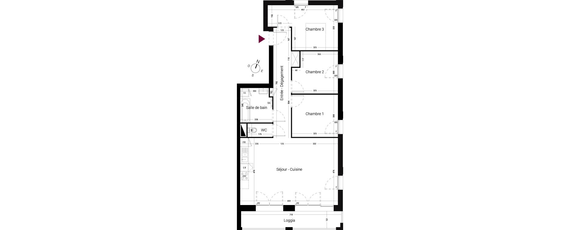Appartement T4 de 82,20 m2 &agrave; Li&eacute;vin Centre