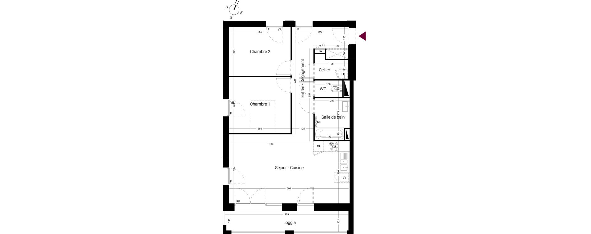 Appartement T3 de 68,30 m2 &agrave; Li&eacute;vin Centre