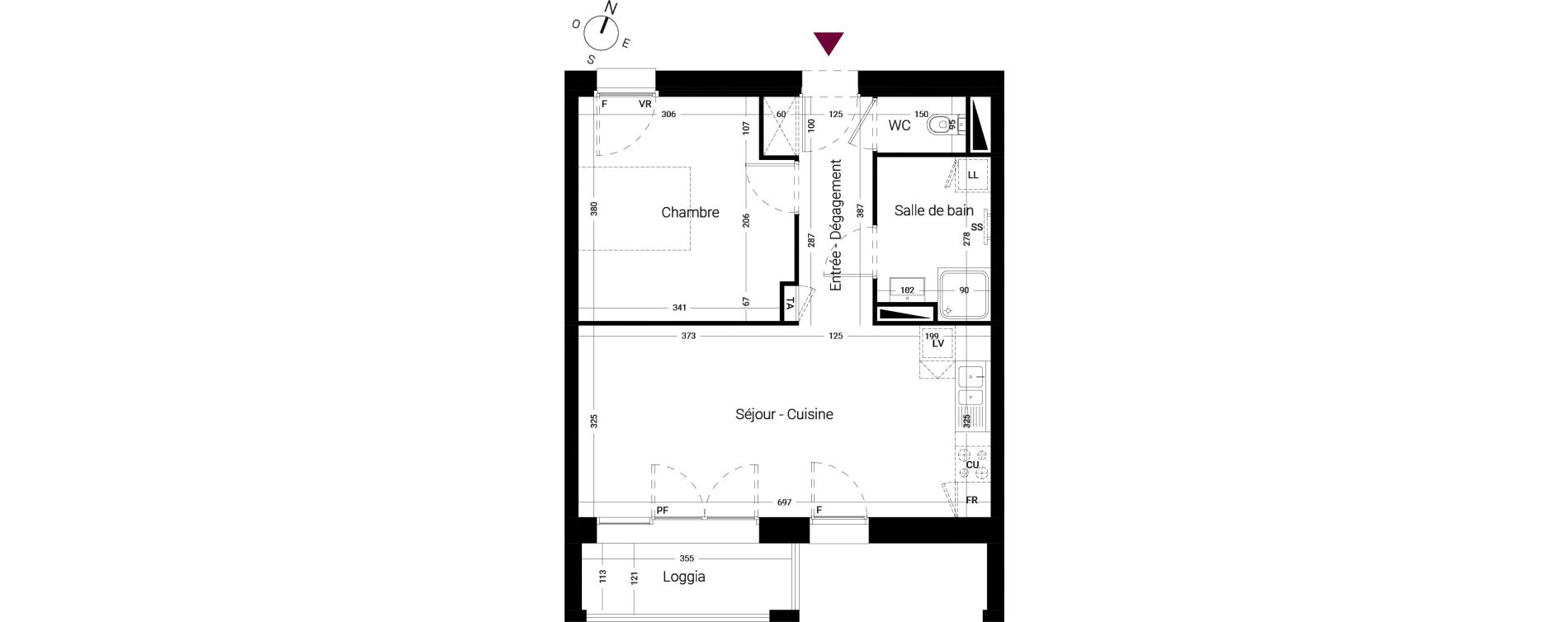 Appartement T2 de 47,65 m2 &agrave; Li&eacute;vin Centre