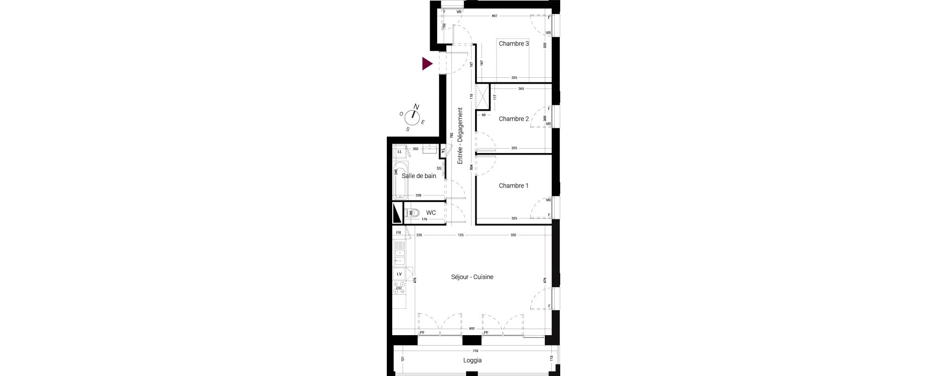 Appartement T4 de 82,20 m2 &agrave; Li&eacute;vin Centre