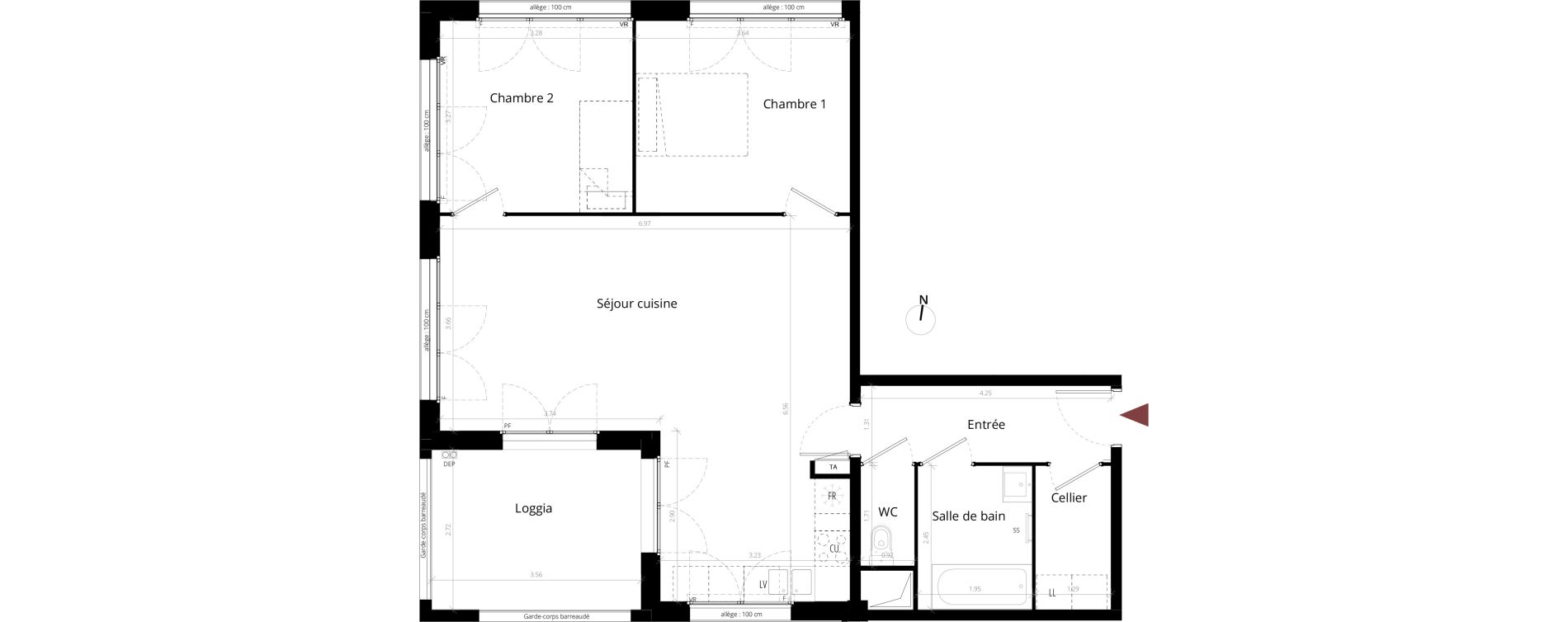 Appartement T3 de 72,40 m2 &agrave; Li&eacute;vin Centre