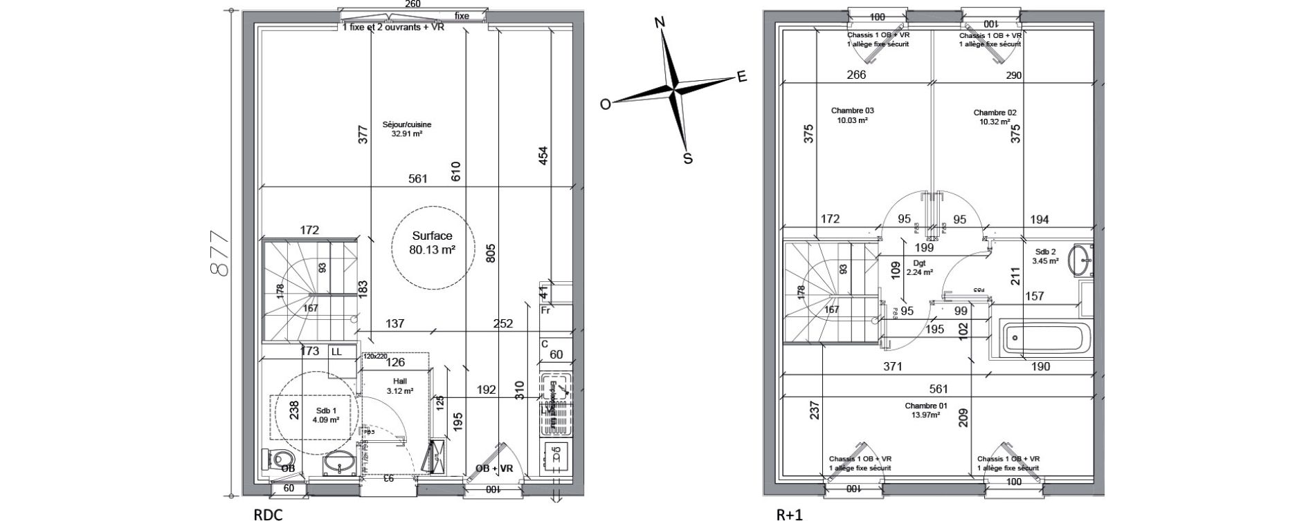 Maison T4 de 80,13 m2 &agrave; Mar&oelig;uil Centre