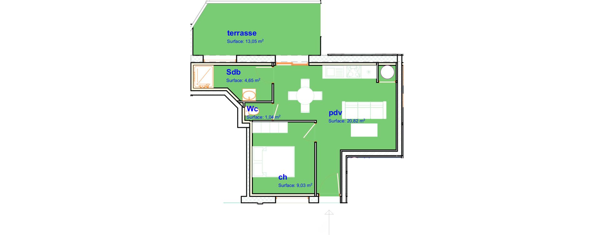 Appartement T2 de 35,54 m2 &agrave; Merlimont Plage