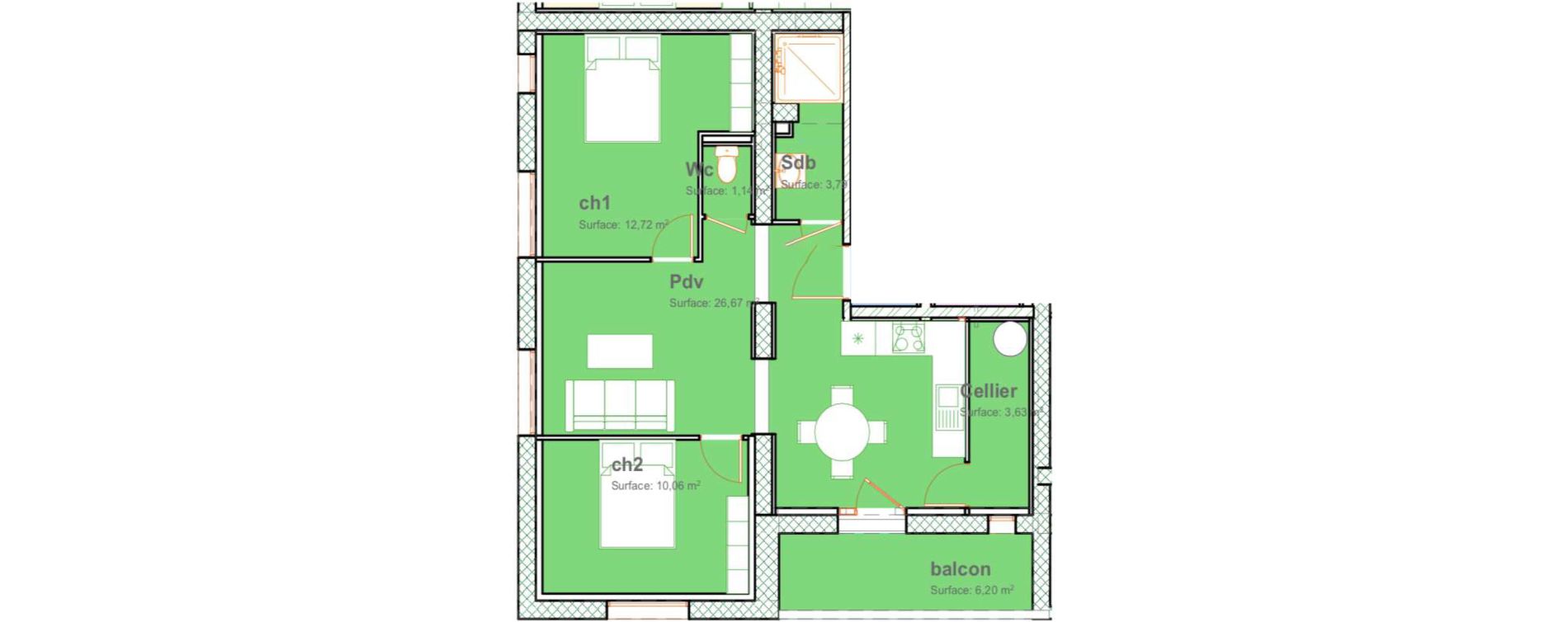 Appartement T3 de 58,00 m2 &agrave; Merlimont Plage