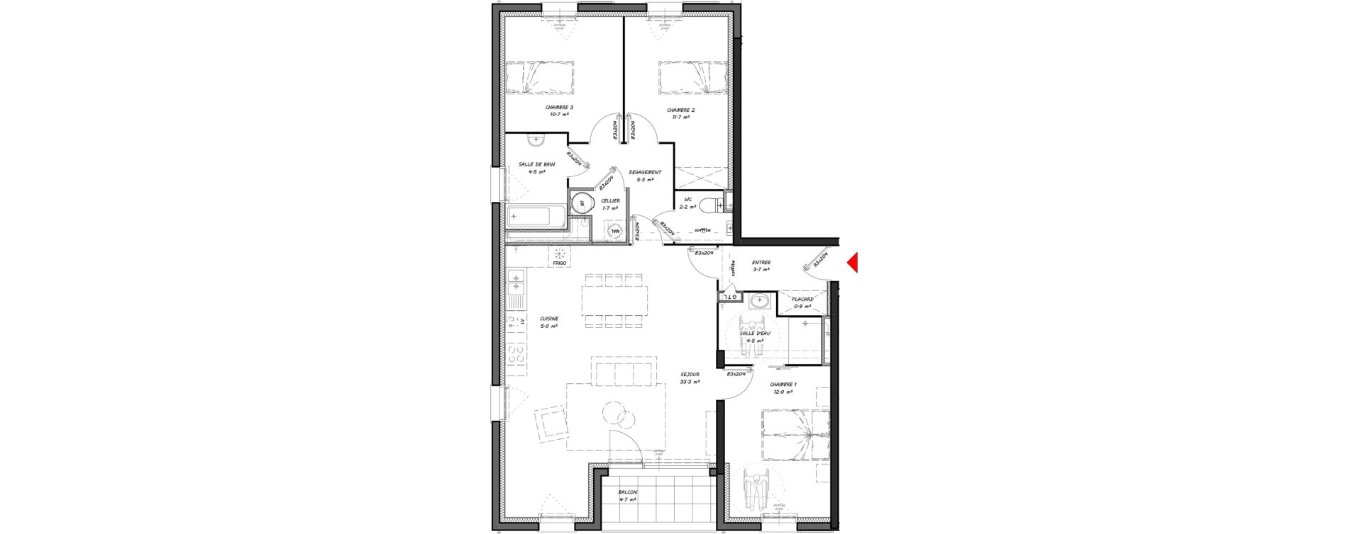 Appartement T4 de 95,50 m2 &agrave; Merlimont Centre
