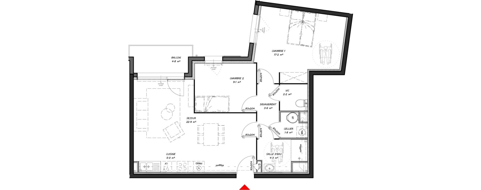 Appartement T3 de 66,10 m2 &agrave; Merlimont Centre