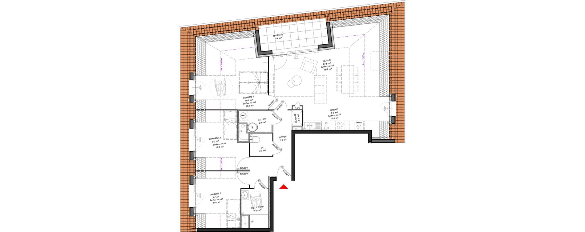 Appartement T4 de 82,40 m2 &agrave; Merlimont Centre