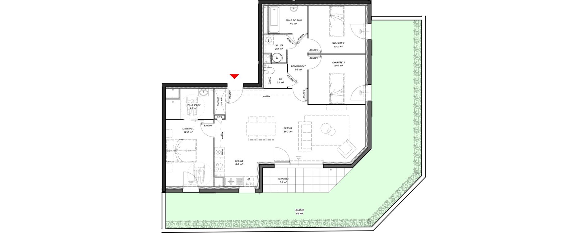 Appartement T4 de 90,60 m2 &agrave; Merlimont Centre