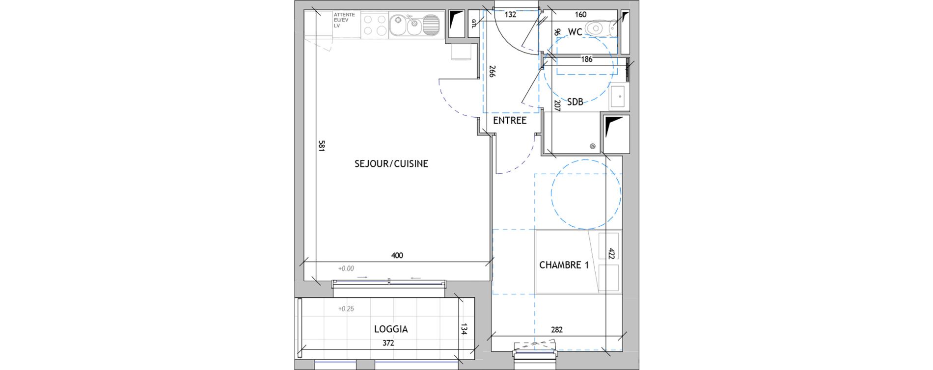 Appartement T2 de 42,80 m2 &agrave; Montreuil Centre