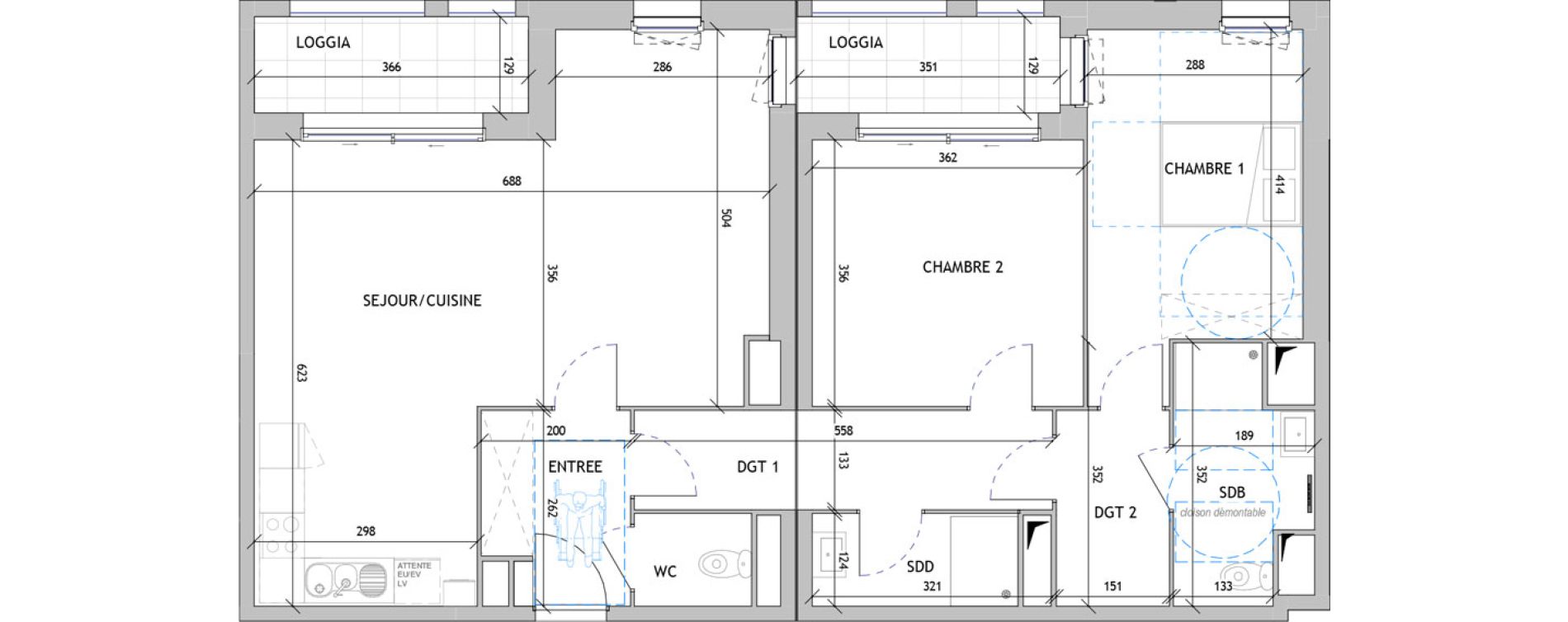Appartement T3 de 89,10 m2 &agrave; Montreuil Centre